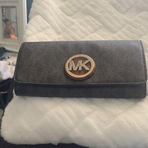 Michael Kors Dark Brown Wallet with Gold Logo